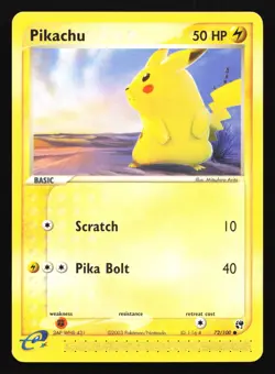 Pikachu 72/100 Sandstorm Common Pokemon Card - Image 1