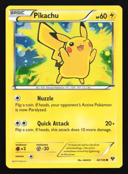 Pikachu 42/146 Lego Movie Exclusive XY Base Set Cosmos Holo Pokemon Card - Image 1