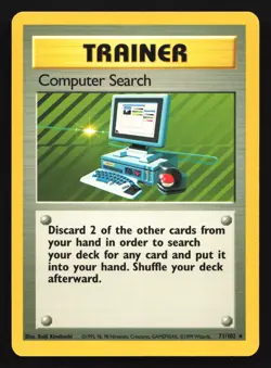 Pokemon Computer Search 71/102 WotC Base Set Unlimited Rare Trainer - Image 1