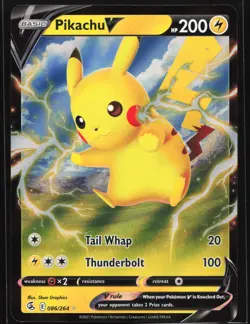 Pikachu V 086/264 SWSH08: Fusion Strike Ultra Rare Pokemon Card - Image 1