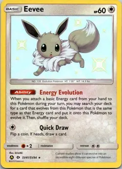 Pokemon TCG Eevee SV41/SV94 Hidden Fates Shiny Vault Holo Baby Shiny Rare MINT - Image 1