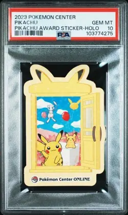 PSA 10 JAPANESE POKEMON CENTER AWARD STICKER PIKACHU HOLO 2023 GEM MINT 779B - Image 1