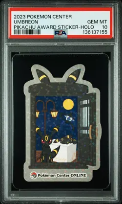 2023 POKEMON CENTER PIKACHU AWARD DELIVERY! STICKER HOLO UMBREON PSA 10 - Image 1