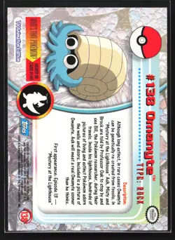 Omanyte 138 Topps TV Animation Series 3 Blue Logo Pokemon Card - Image 2