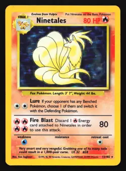 Ninetales 12/102 Base Set Holo Rare Pokemon Card - Image 1