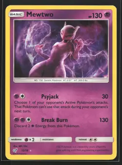 Mewtwo 12/18 Detective Pikachu Holo Rare Pokemon Card - Image 1