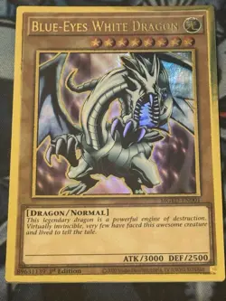YuGiOh! TCG Blue-Eyes White Dragon MGED-EN001 Premium Gold Rare 1st Edition NM - Image 2
