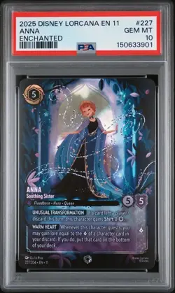 2026 DISNEY LORCANA WINTERSPELL ENCHANTED #227 ANNA SOOTHING SISTER PSA 10 POP 1 - Image 1