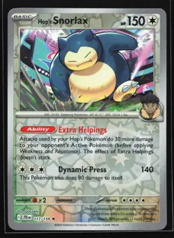 Hop's Snorlax 117/159 SV09: Journey Together Reverse Holo Rare Pokemon Card - Image 1