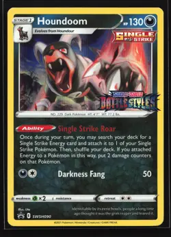 Houndoom SWSH090 Battle Styles Prerelease Black Star Promo Pokemon Card - Image 1