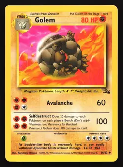 Golem 36/62 Fossil Uncommon Pokemon Card - Image 1