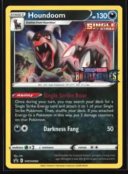 Houndoom SWSH090 Battle Styles Prerelease Black Star Promo Pokemon Card - Image 1