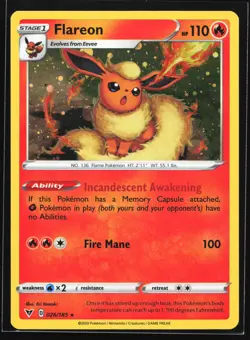 Flareon (Cosmos Holo) 026/185 SWSH04: Vivid Voltage Rare Pokemon Card - Image 1