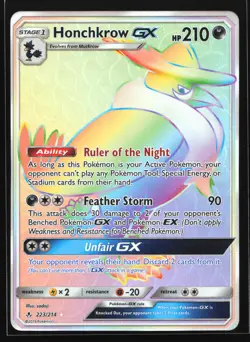 Honchkrow GX 223/214 SM - Unbroken Bonds Rainbow Secret Rare Pokemon Card - Image 1