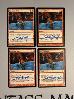 4 x Ignorant Bliss Dissension MTG Cards Signed by Artist Jeff Miracola 2006 - Image 1