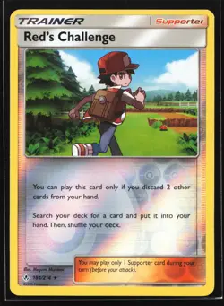 Red's Challenge 184/214 SM - Unbroken Bonds Reverse Holo Rare Pokemon Card - Image 1