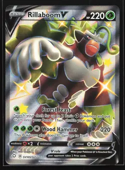Rillaboom V SV105/SV122 Shining Fates: Shiny Vault Shiny Holo Rare Pokemon Card - Image 1