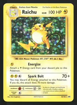 Raichu 36/108 XY - Evolutions Holo Rare Pokemon Card - Image 1