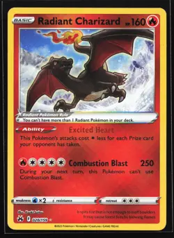 Radiant Charizard 020/159 Crown Zenith Radiant Rare Pokemon Card - Image 1