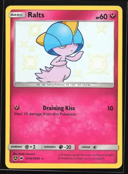 Ralts SV34/SV94 Hidden Fates: Shiny Vault Shiny Holo Rare Pokemon Card - Image 1