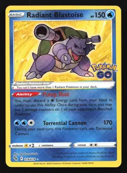 Radiant Blastoise 018/078 Pokemon GO Radiant Rare Pokemon Card - Image 1