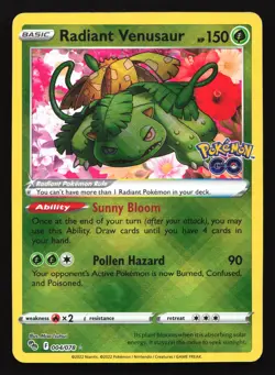 Radiant Venusaur 004/078 Pokemon GO Radiant Rare Pokemon Card - Image 1