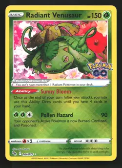 Radiant Venusaur 004/078 Pokemon GO Radiant Rare Holo Pokemon Card - Image 1