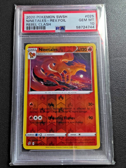 PSA 10 Pokemon 2020 Sword & Shield Rebel Clash Ninetales Reverse Holo 025/192 - Image 1