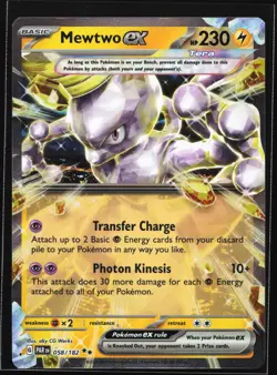 Pokemon Mewtwo ex 058/182 Paradox Rift Double Rare Holo NM - Image 1