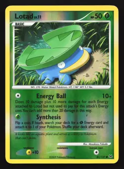 Pokemon Lotad 81/127 Platinum Reverse Holo LP - Image 1