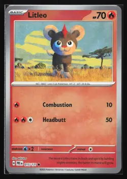 Pokemon Litleo 015/131 Prismatic Evolutions Poke Ball Reverse Holo NM - Image 1