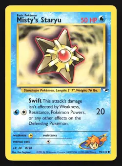 Pokemon Misty's Staryu 90/132 WotC Gym Heroes Unlimited Common LP - Image 1