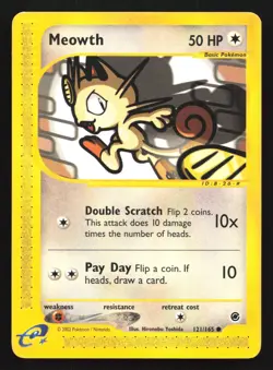 Pokemon Meowth 121/165 WotC Expedition Regular Common MP - Image 1
