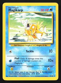 Pokemon Magikarp 35/102 WotC Base Set Unlimited Uncommon - Image 1