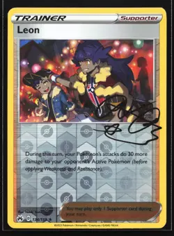 Pokemon Leon 134/159 Crown Zenith Signature Reverse Holo Rare NM - Image 1
