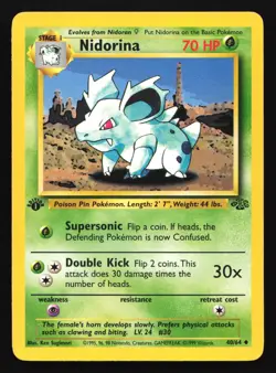 Pokemon Nidorina 40/102 WotC Jungle 1st Edition Uncommon LP - Image 1