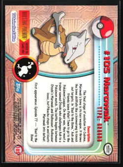 Pokemon Marowak #105 Topps TV Animation Series 2 Blue Logo - Image 2