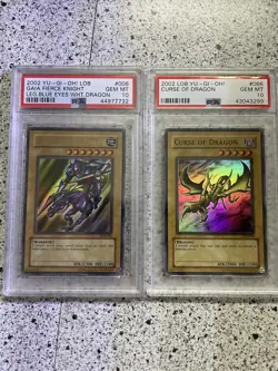 Yugioh Gala The Fierce Knight Lob-006, Curse Of Dragon Lob-066 PSA 10 OG Print - Image 1