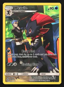 Weavile 238/236 SM - Cosmic Eclipse Secret Rare Pokemon Card - Image 1