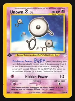 Unown [B] 39/64 Neo Revelation 1st Edition Uncommon Pokemon Card - Image 1