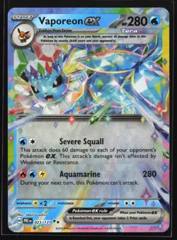 Vaporeon ex 023/131 SV: Prismatic Evolutions Double Rare Pokemon Card - Image 1