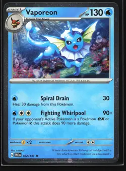 Vaporeon 022/131 Prismatic Evolutions Cosmos Holo Costco Exclusive Pokemon Card - Image 1