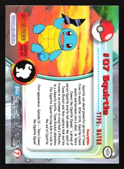 Squirtle 7 Topps Series 1 TV Animation Blue Logo Pokemon Card - Image 2