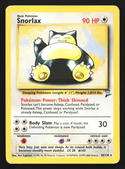 Snorlax 30/130 Base Set 2 Rare Pokemon Card - Image 1