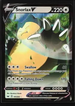Snorlax V 141/202 SWSH01: Sword & Shield Base Set Ultra Rare Pokemon Card - Image 1