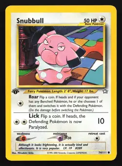 Snubbull 74/111 Neo Genesis 1st Edition Common Pokemon Card - Image 1