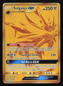 Solgaleo GX 173/156 SM - Ultra Prism Gold Secret Rare Pokemon Card - Image 1