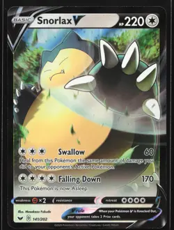 Snorlax V 141/202 SWSH01: Sword & Shield Base Set Ultra Rare Pokemon Card - Image 1