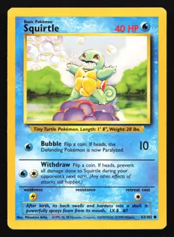 Squirtle 63/102 Base Set Common Pokemon Card - Image 1