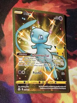 Pokemon TCG Mew 025/025 Celebrations Full Art Ultra Rare Holo NM 2021 Hp 60 Gold - Image 3